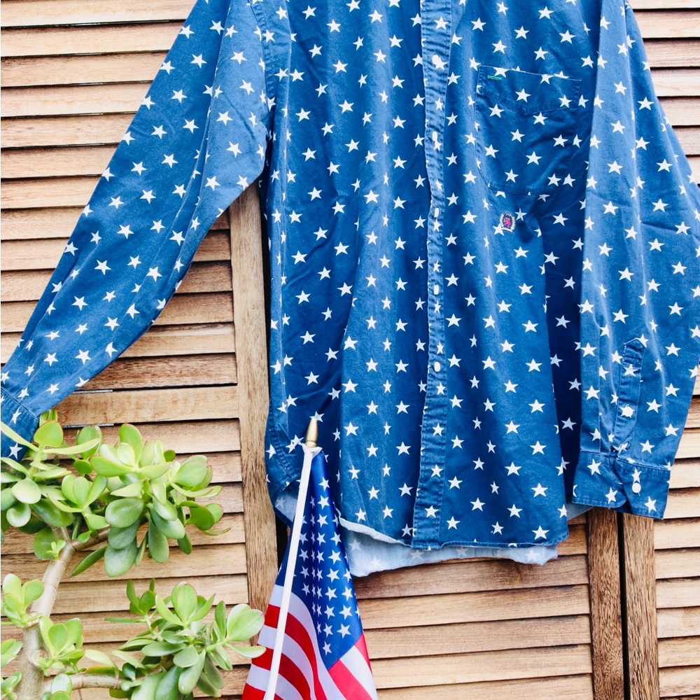 Tommy Hilfiger Vintage Blue Star Patterned Botton Up Shirt